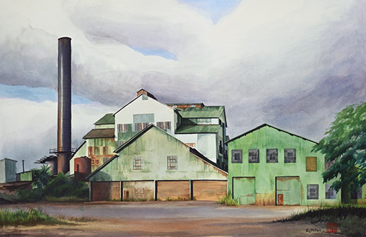 History, Archit­ecture - sugar mill, lihue artwork by Emily Miller