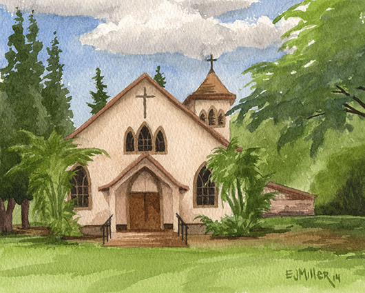 Sacred Hearts, Waimea, La'a o ke akua — Kauai churches - church, waimea artwork by Emily Miller