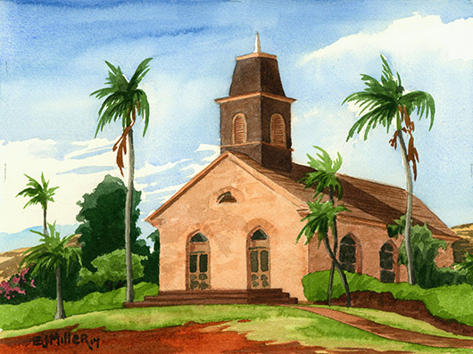 Waimea United Church of Christ, Kauai, La'a o ke akua — Kauai churches - church, waimea artwork by Emily Miller