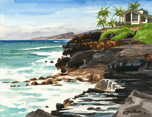 Makahuena Point, Poipu, Makai — Kauai beaches - poipu, cliffs, ocean artwork by Emily Miller