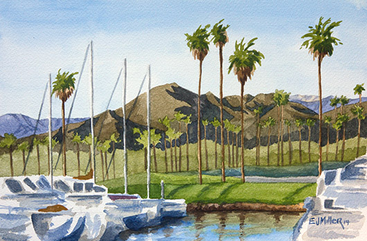 Ventura Harbor, California, California -  artwork by Emily Miller