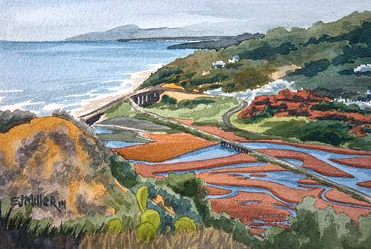 View from Torrey Pines, California, California -  artwork by Emily Miller