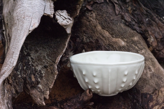  Urchin Rice Bowl - White & Yellow, Urchin Bowls -  artwork by Emily Miller