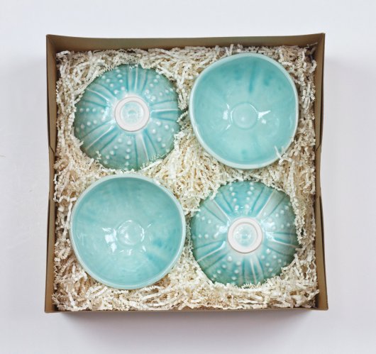  Urchin Rice Bowl - Aquamarine, Urchin Bowls -  artwork by Emily Miller