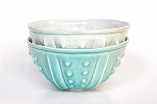 Urchin Rice Bowl - Aquamarine, Urchin Bowls -  artwork by Emily Miller