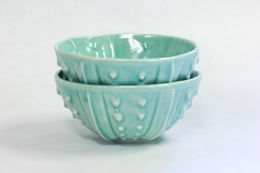 Urchin Rice Bowl - Aquamarine, Urchin Bowls -  artwork by Emily Miller