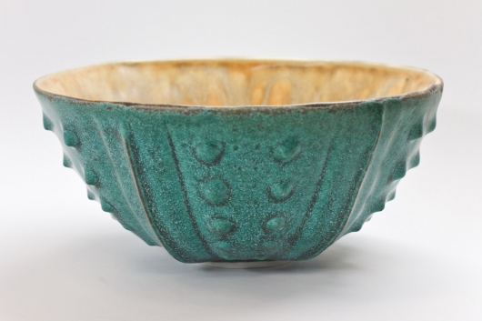 Urchin Rice Bowl - Teal & Cream, Urchin Bowls -  artwork by Emily Miller