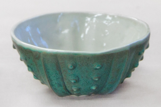 Urchin Rice Bowl - Teal & Gray, Urchin Bowls -  artwork by Emily Miller