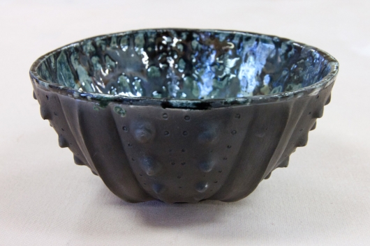 Urchin Raku Bowl - Black Speckle, Urchin Bowls -  artwork by Emily Miller