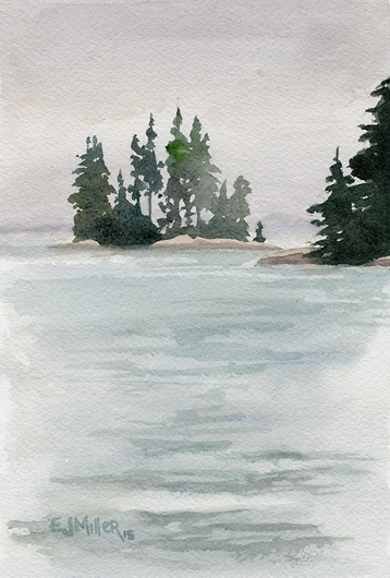 Tiny Freese Island, Down East Maine -  artwork by Emily Miller