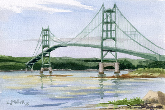 Deer Isle Bridge, Down East Maine -  artwork by Emily Miller