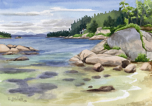 Stonington Sand Beach, Deer Isle, Down East Maine -  artwork by Emily Miller