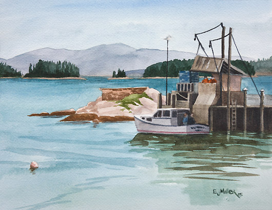 Stonington Harbor, Deer Isle, Down East Maine -  artwork by Emily Miller