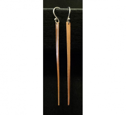 Copper Earrings - long spears, Copper Earrings -  artwork by Emily Miller