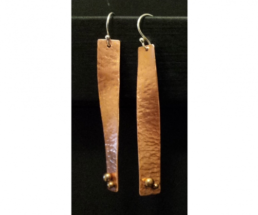 Copper Earrings - bright hammered twist, Copper Earrings -  artwork by Emily Miller