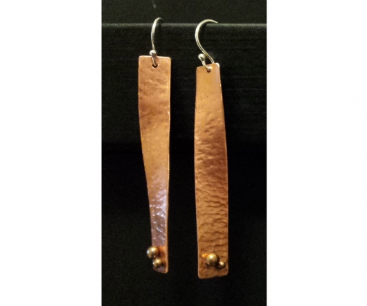 Copper Earrings - bright hammered twist, $30 