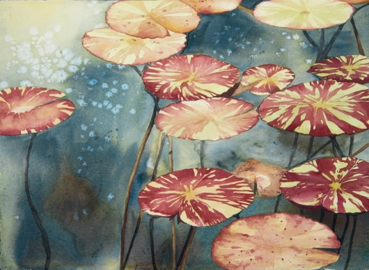 Pads (commission), Flora & Fauna - lily pads artwork by Emily Miller