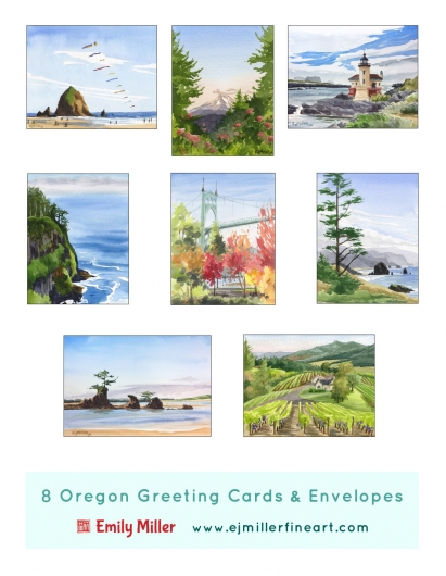  Greeting card set - Oregon, Oregon -  artwork by Emily Miller