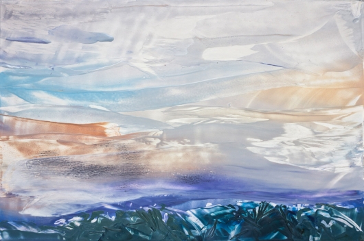  Winter Sky I, cascadia winter - abstract art, contemporary art, painting, landscape artwork by Emily Miller