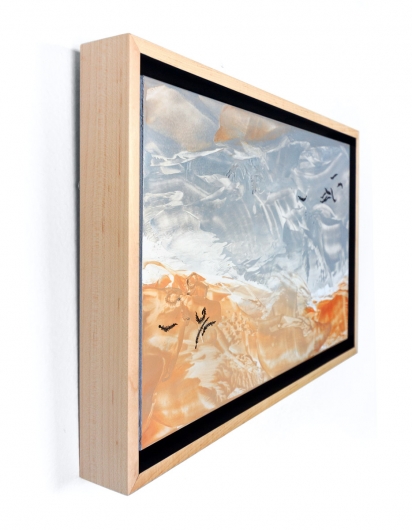  Wind Seeds I, cascadia winter - abstract art, contemporary art, painting, gray, orange, drawing artwork by Emily Miller