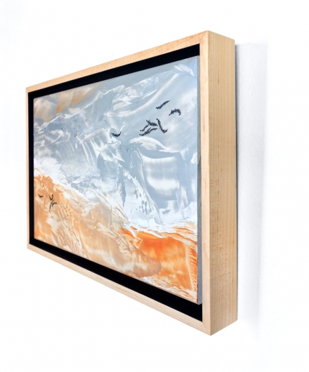  Wind Seeds I, cascadia winter - abstract art, contemporary art, painting, gray, orange, drawing artwork by Emily Miller