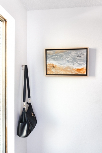  Wind Seeds I, cascadia winter - abstract art, contemporary art, painting, gray, orange, drawing artwork by Emily Miller