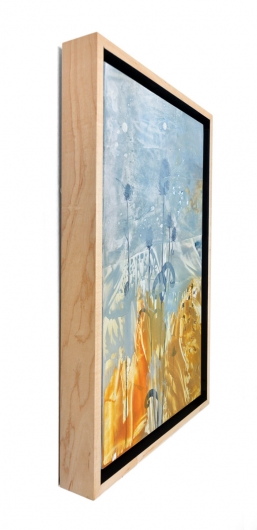  Wind Seeds II, cascadia winter - abstract art, contemporary art, painting, drawing, gray, orange, yellow artwork by Emily Miller