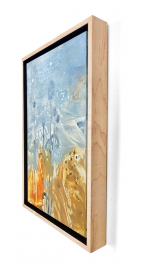  Wind Seeds II, cascadia winter - abstract art, contemporary art, painting, drawing, gray, orange, yellow artwork by Emily Miller