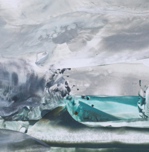  Rain over Marshlands, cascadia winter - abstract art, contemporary art, painting, gray, landscape artwork by Emily Miller