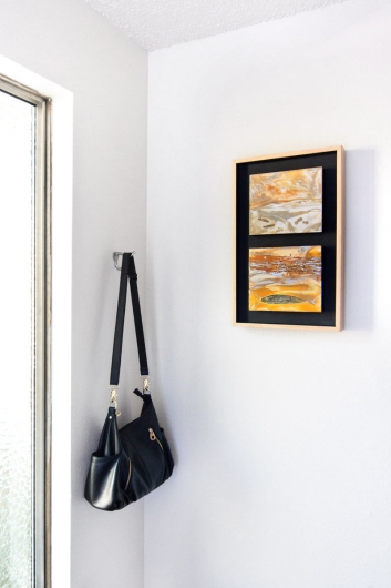  Salmon Creek, cascadia winter - abstract art, contemporary art, painting, orange, brown, yellow, fish artwork by Emily Miller