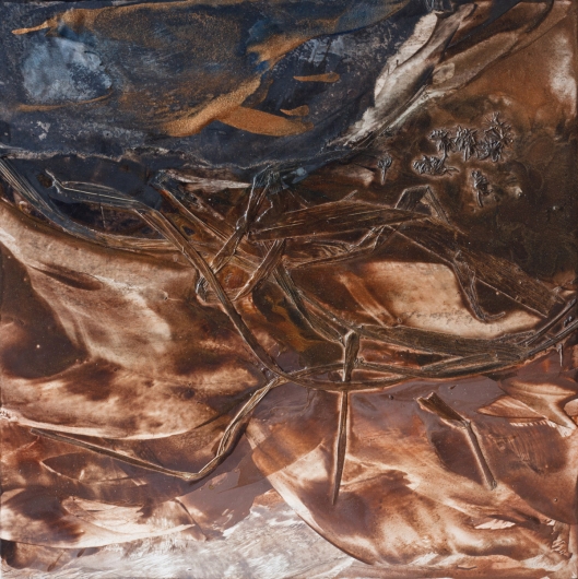  Underfoot III, cascadia winter - abstract art, contemporary art, painting, brown artwork by Emily Miller