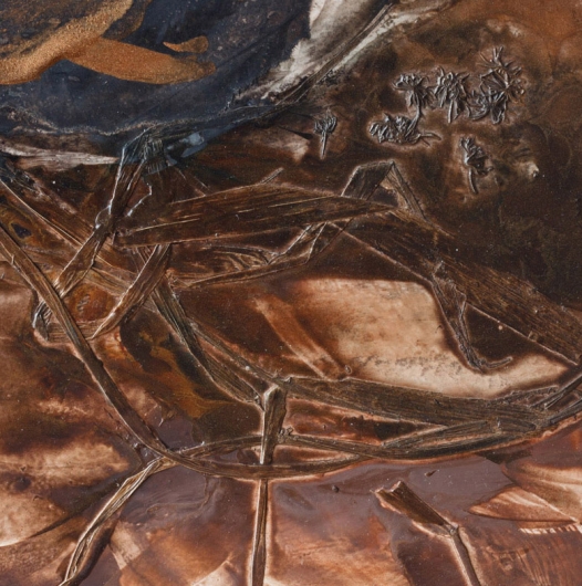  Underfoot III, cascadia winter - abstract art, contemporary art, painting, brown artwork by Emily Miller