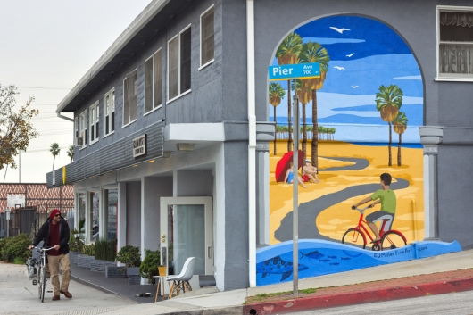  Lincoln Pier mural, installations - santa monica, mural, beach, bike path artwork by Emily Miller