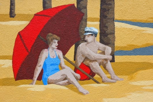  Lincoln Pier mural, installations - santa monica, mural, beach, bike path artwork by Emily Miller