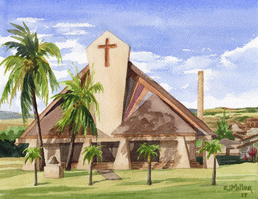 St. Theresa's, Kekaha, La'a o ke akua — Kauai churches - church artwork by Emily Miller