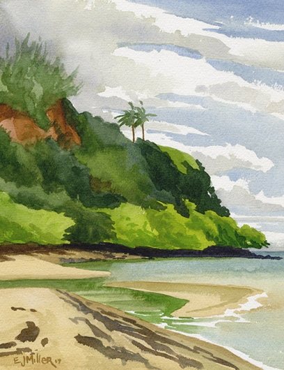 Anini Stream, Makai — Kauai beaches - anini beach artwork by Emily Miller