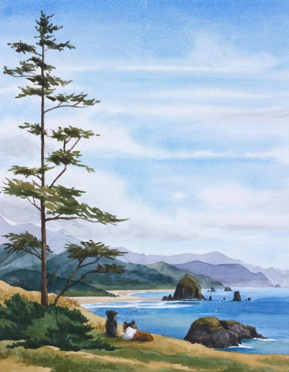 Ecola Point Vista commission, Oregon Coast -  artwork by Emily Miller