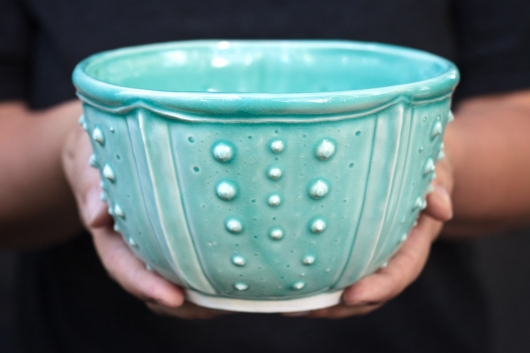 Urchin Soup Bowl - Aqua, Urchin Bowls -  artwork by Emily Miller