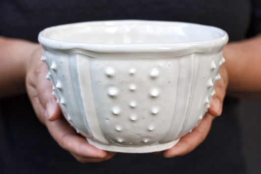  Urchin Soup Bowl - White, Urchin Bowls -  artwork by Emily Miller