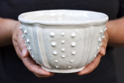  Urchin Rice Bowl - White & Yellow, Urchin Bowls -  artwork by Emily Miller