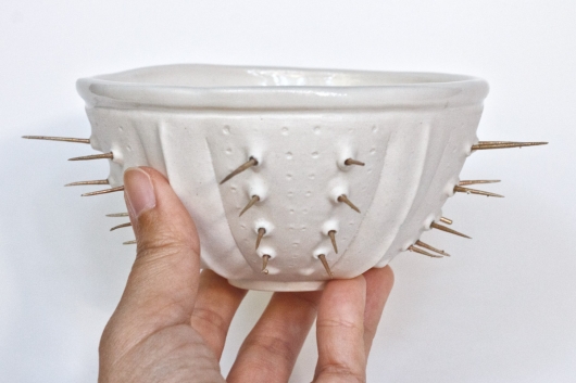  Urchin Rice Bowl - White & Yellow, Urchin Bowls -  artwork by Emily Miller