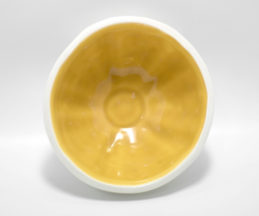  Urchin Rice Bowl - White & Yellow, Urchin Bowls -  artwork by Emily Miller