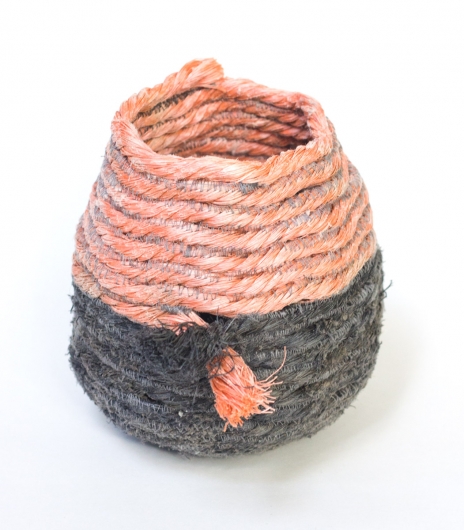 Pink Granite Tideline Basket (small), Ghost Net Baskets -  artwork by Emily Miller