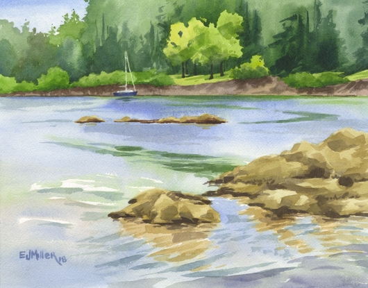 Willamette River Sail, Countryside -  artwork by Emily Miller