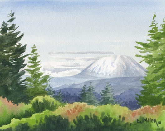 Mt. St. Helens from Marylhurst Heights, Oregon, Countryside - lake oswego artwork by Emily Miller