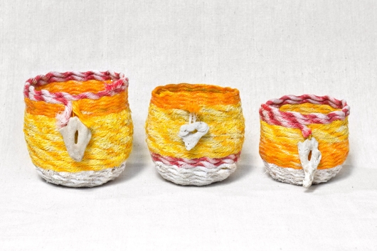 Sunrise Shell - Hawaii Baskets, Ghost Net Baskets - rope baskets artwork by Emily Miller