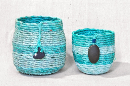 Blue Stripe - Oregon Baskets, Ghost Net Baskets -  artwork by Emily Miller