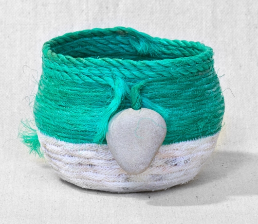 Small - White Stone (2018) Ukidama - Japanese Oregon Baskets, Ghost Net Baskets -  artwork by Emily Miller