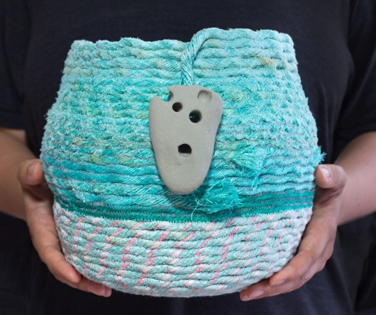  Rock Borer - Oregon Basket, Ghost Net Baskets -  artwork by Emily Miller