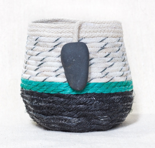 Medium Lava Rock Shores - Hawaii Baskets, Ghost Net Baskets -  artwork by Emily Miller